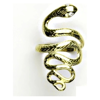 Čištín žluté zlato had prstýnek s čirými zirkony T 740