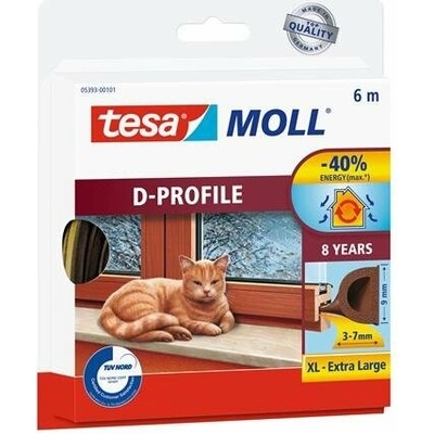 Tesa Tesamoll Samolepiace tesnenie s profilom D 9 mm x 6 m hnedá