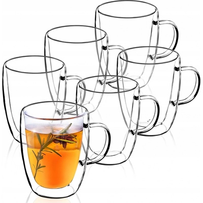 KADAX dvojstenný sklenený pohár Forli poháre pohár na džús čaj kávu priehľadný 6 x 270 ml