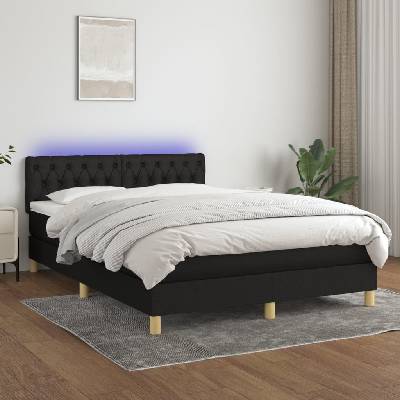 Petrashop 3133951 boxspring postel s matrací a LED černá textil