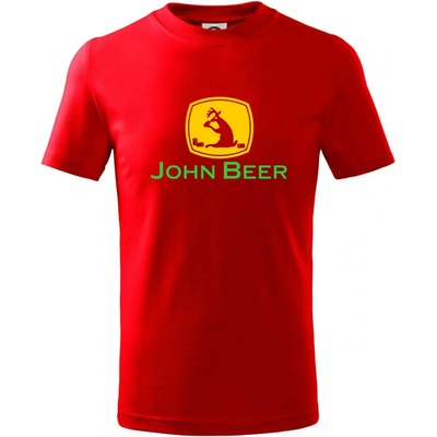 John Beer jeleň s pivom tričko detské červená