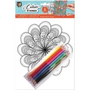 GRAFIX Malování podle čísel 6ks listů A4 obrazce + pastelky