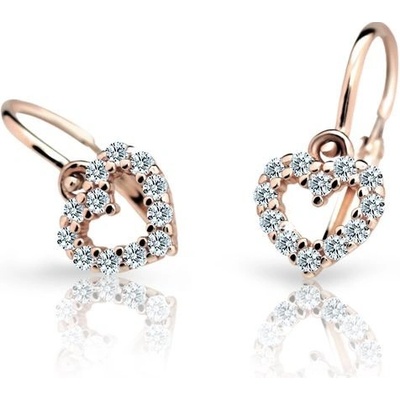 Danfil dětská srdíčka C2157 z růžového zlata s kamínky White zapínání brizura