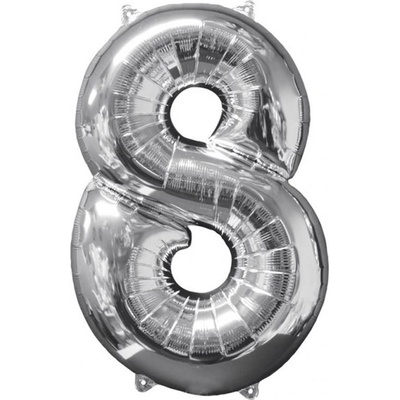 Nafukovací balón 86cm číslo 8 strieborný