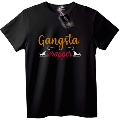 NOONEBRAND Тениска Gangsta Wrapper Коледа - 7XL, Black