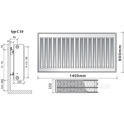 Purmo C33 900 x 1400