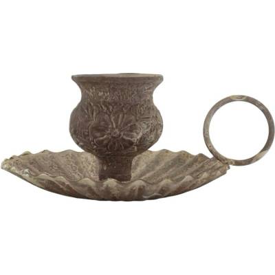 Mocca kovový svícen na úzkou svíčku s očkem Charm Antique - 10*6 cm - Chic Antique