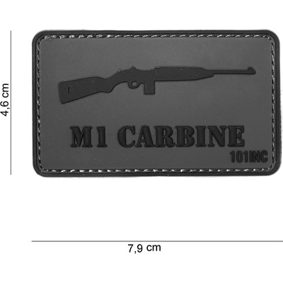 Gumová nášivka 101 Inc zbraň M1 CARBINE - sivá
