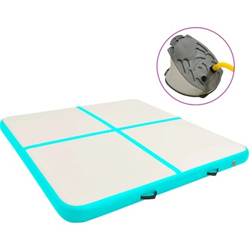 Image 1 of vidaXL Надуваем дюшек за гимнастика с помпа, 200x200x10 см, PVC, зелен (92696)
