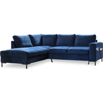 Miuform Тъмносин кадифен разтегателен ъглов диван (ляв ъгъл) Lofty Lilly - Miuform (830KRO9)