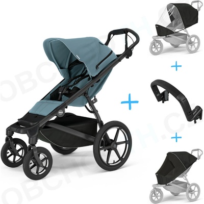 Thule Set 4v1 Urban Glide 4-wheel Mid blue s magnetickou sponou 2025 + pláštenka + ochranná sieť + madlo
