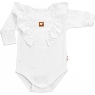 Baby Nellys Rostoucí body NATURE dlouhý rukáv s volánky bílé