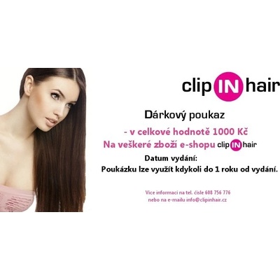 Darčekový poukaz clipINhair.cz vo vybranej hodnote na tovar 1000 Kč