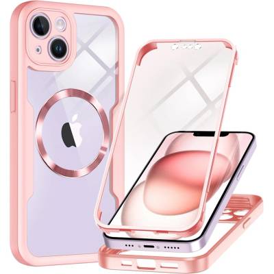 Techsuit Калъф за iPhone 14 + калъф - ColorVerse 360 MagSafe MagSafe Series - розов