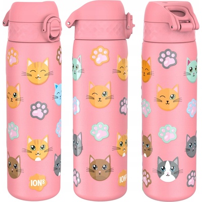 ion8 Láhev na pití nepropustná kočky růžová 500 ml