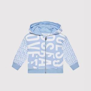 GUESS Суичър за момиче покрит с надписи Guess в бледо лилаво