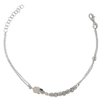 INFINITYSILVER Strieborný náramok s pierkom a ozdobou C461CB617+
