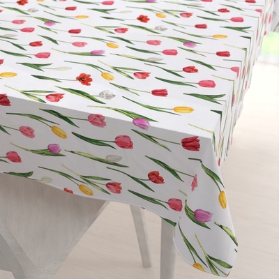 Biante bavlna obdélníkový ubrus Sandra SA-506 Tulipány na bílém 120x160cm