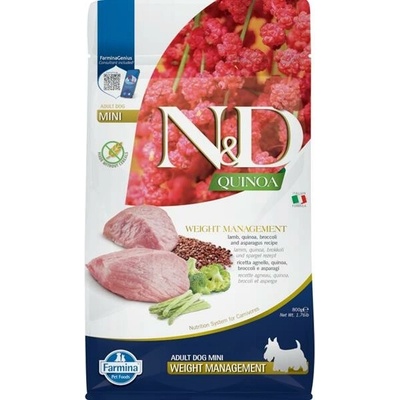 N&D Quinoa Dog Adult Mini Grain Free Weight Management Lamb Broccoli & Asparagus 7 kg