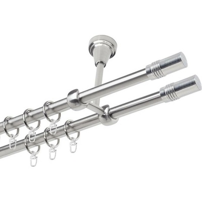 OK-GarnýžeCZ Garnýž kovová dvouřadá 19mm Cylinder double nerez 270 cm do stropu / kroužky s háčkem