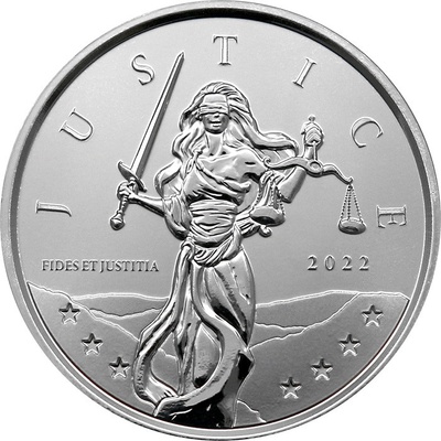 Stříbrná investiční mince Gibraltar Lady Justice 2022 1 oz