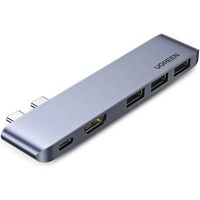 UGREEN Multifunctional Hub 2x USB-C - мултифункционален хъб за свързване на допълнителна периферия за MacBook Pro (тъмносив)