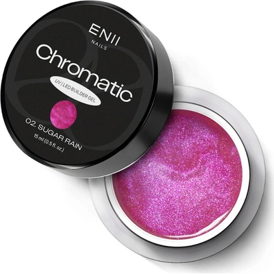 Enii Nails Chromatic Builder Uv Led gel 02 Sugar Rain glittrový stavební gel 15ml