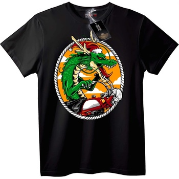 NOONEBRAND Тениска Дракон Байкер Санта - 2XL, Black