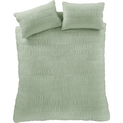Catherine Lansfield Светлозелено двойно удължено крепово спално бельо 230x220 cm Seersucker - Catherine Lansfield (BD/57142/W/KQS/SA)