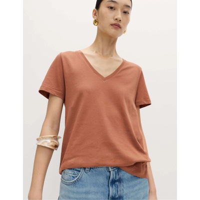 Marks & Spencer Тениска от чист памук с V-образен деколте Marks & Spencer кафява Marks & Spencer | Kafyav | ЖЕНИ | 8