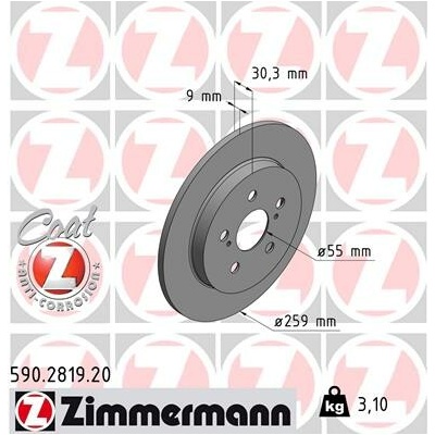 Brzdový kotúč ZIMMERMANN 590.2819.20 (590281920)