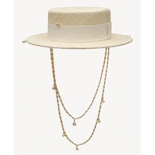 Ruslan Baginskiy panamský klobouk Double Chain Strap Straw Boater Hat