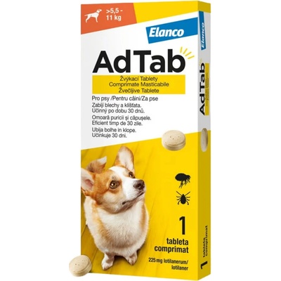 AdTab 225 mg žuvacia tableta pre psov od 5,5–11 kg 1 kus