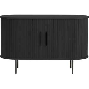 Unique Furniture Черен скрин от дъбов декор с плъзгащи се врати 120x76x45 cm Nola - Unique Furniture (50134640)