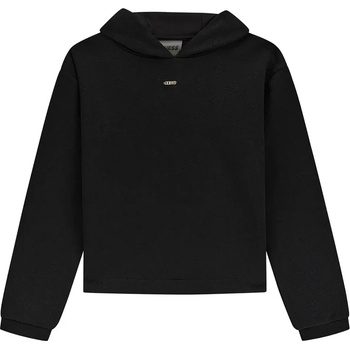 GUESS Спортен суичър с качулка за момиче в черен цвят с релефни лога Guess
