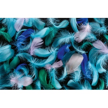 DIMEX ART s. r. o Флизелинов фототапет синьо-зелени пера 375 x 250 см