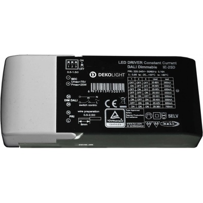 Deko-Light napájení BASIC, DIM, Multi CC, IE-25D konstantní proud 350/400/450/500/550/600/650/700 mA IP20 stmívatelné 20-60V DC 7,00-25,00 W 862191
