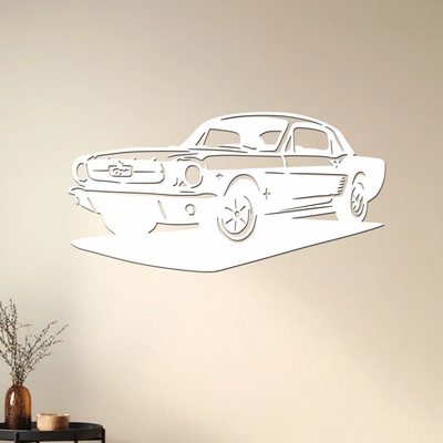 dřevo života Dřevěný obraz Ford Mustang Rozměry (cm): 80x40, Zvolte barvu dekoru: Bílá