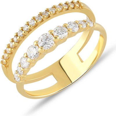 Lillian Vassago Zlatý dvojitý prsten se zirkony LLV22 GR073