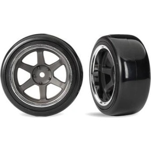 Traxxas колело 1.9", графитово сив диск, гума дрифт твърда задна (2)
