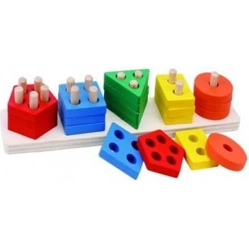 Teddies Дървена кула за сглобяване 29, 5 см в кутия 7x30, 5 x6см