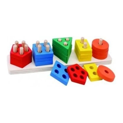 Teddies Дървена кула за сглобяване 29, 5 см в кутия 7x30, 5 x6см