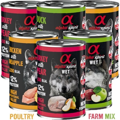 Alpha Spirit Dog Poultry Farm Mix 6 x 400 g