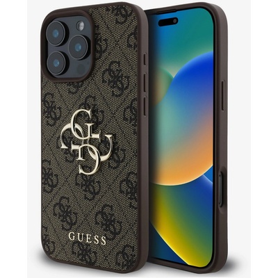 GUESS PU 4G метално лого заден капак за iPhone 16 Pro Max Brown Guess | Lilav | ЖЕНИ | UNI
