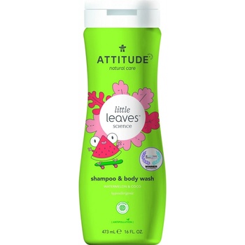 Attitude Baby leaves Dětské tělové mýdlo a šampon 2v1 s vůní melounu a kokosu 473 ml