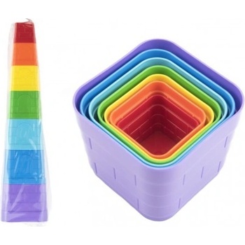 Teddies Kubus pyramida skládanka hranatá barevná 7 ks