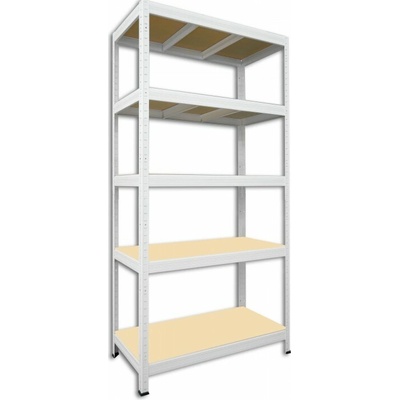 Biedrax Kovový regál 35 x 90 x 180 cm, biely - 5 políc MDF
