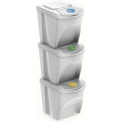 Sortibox Kôš na triedený odpad 3 x 25 l popolavo šedý