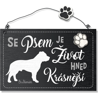Nekupto Dekorace cedule se psem Bulteriér
