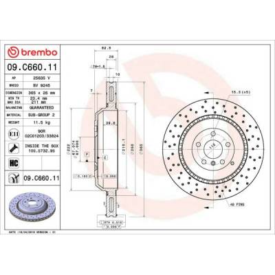 BREMBO Brzdový kotúč 09C66011